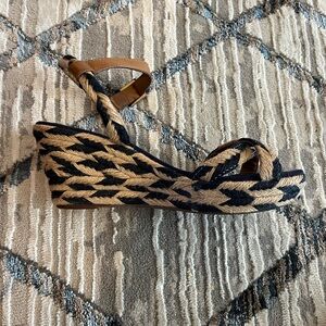 Tory Burch Navy and Tan Espadrilles